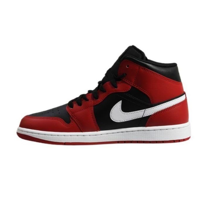 Vyriški sportbačiai aukštu auliuku Air Jordan 1 Mid, juodi, raudoni ir balti