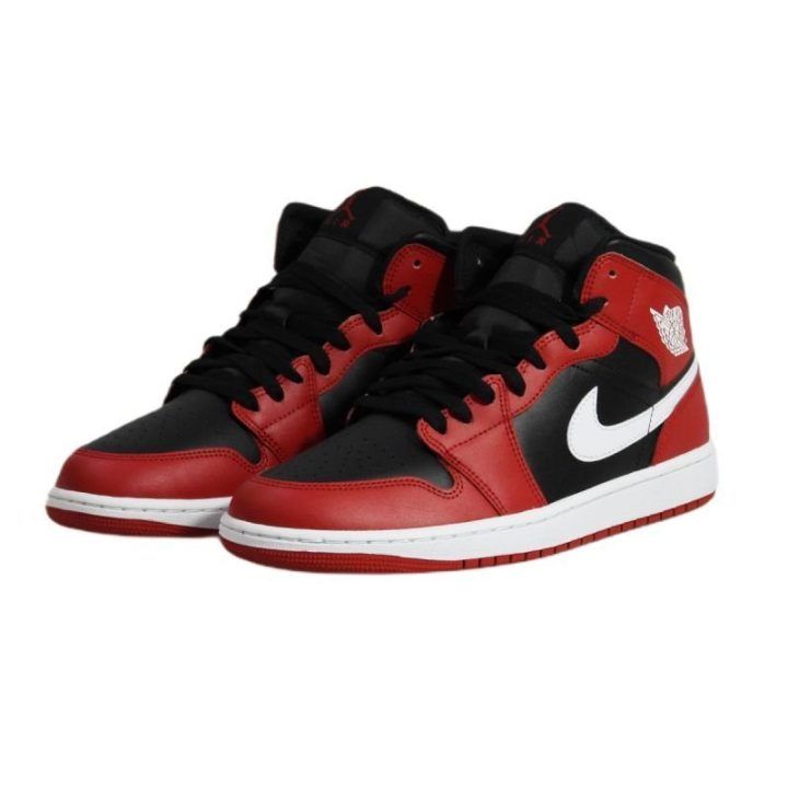 Vyriški sportbačiai aukštu auliuku Air Jordan 1 Mid, juodi, raudoni ir balti
