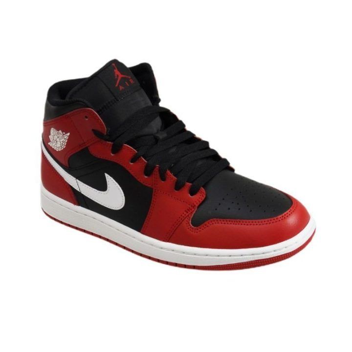 Vyriški sportbačiai aukštu auliuku Air Jordan 1 Mid, juodi, raudoni ir balti