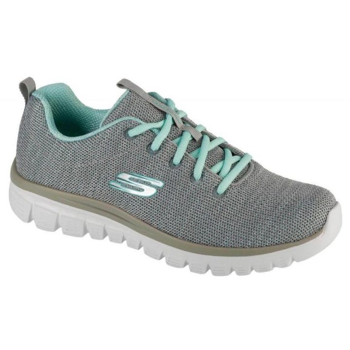 Moteriški sportbačiai Skechers Graceful Twisted Fortune, pilki ir mėtiniai