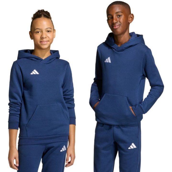 Vaikiškas džemperis su gobtuvu adidas Entrada 26 JZ6567, tamsiai mėlynas