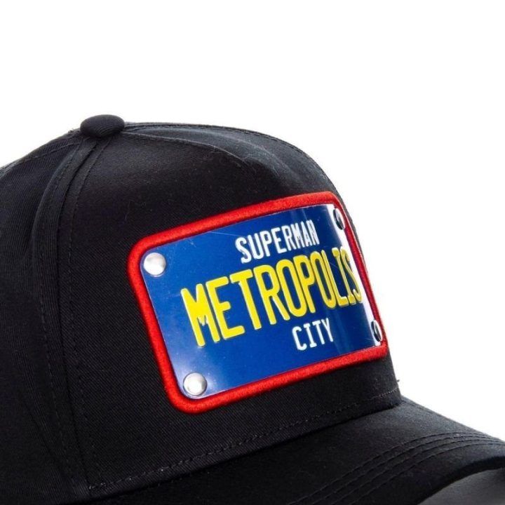 Uniseks kepurė su snapeliu Capslab Superman Metropolis City, juoda