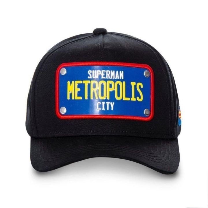 Uniseks kepurė su snapeliu Capslab Superman Metropolis City, juoda