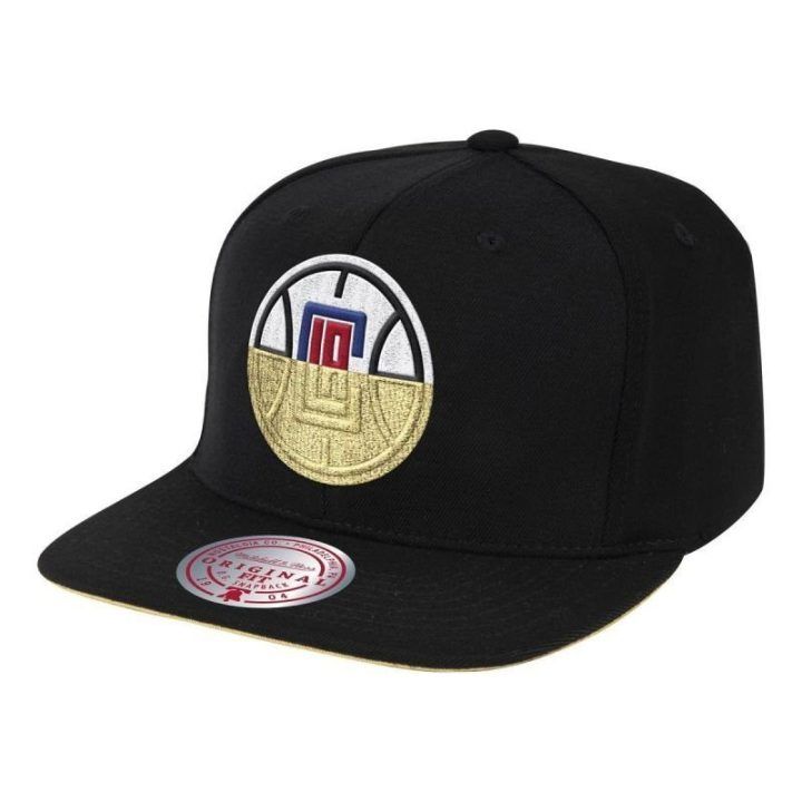 Uniseks kepurė Mitchell & Ness Clippers, juoda ir auksinė