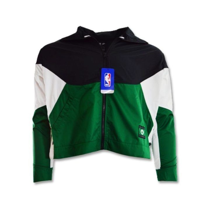 Moteriška sportinė striukė Nike Performance Celtics, žalia, juoda ir balta