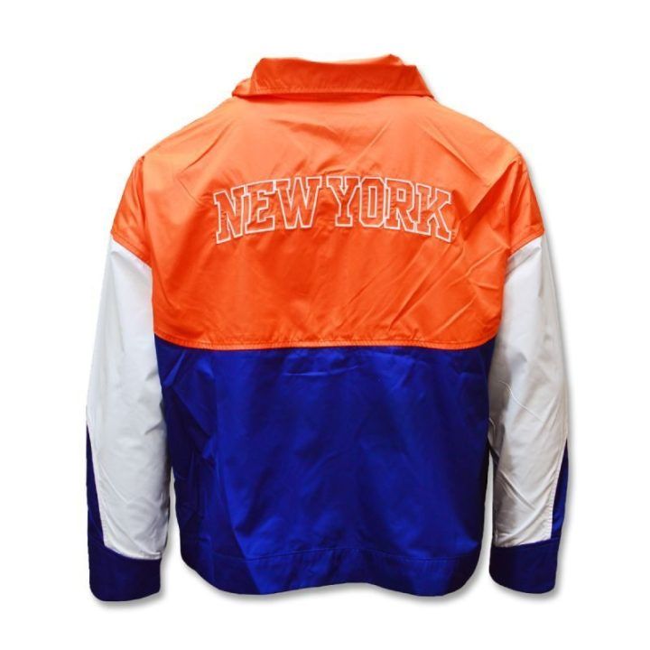 Moteriška vėjo striukė Nike Knicks, oranžinė, tamsiai mėlyna ir balta