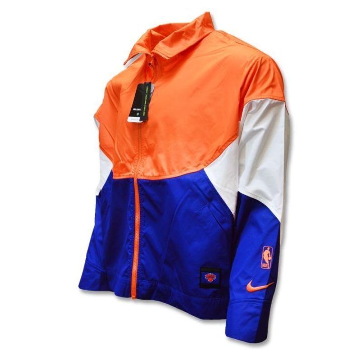 Moteriška vėjo striukė Nike Knicks, oranžinė, tamsiai mėlyna ir balta