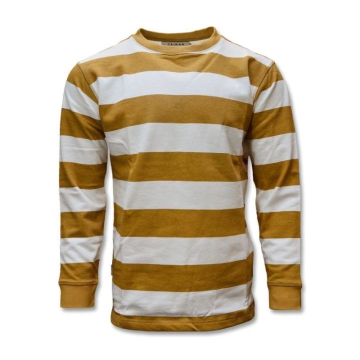 Vyriškas dryžuotas džemperis Taikan Striped Crew, geltonas ir baltas