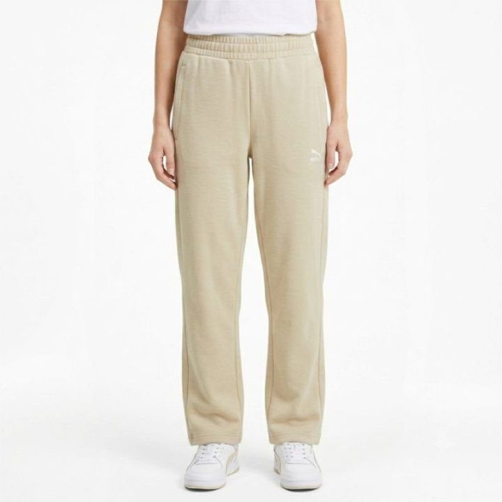 Moteriškos medvilninės kelnės Puma T7 Track Pants DK, kreminės