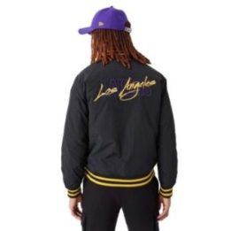 Vyriška bomberio tipo striukė New Era Lakers, juoda ir auksinė
