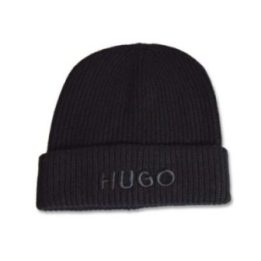 Uniseks megzta žieminė kepurė Hugo Boss Styl Social, juoda
