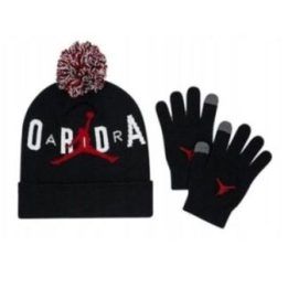 Vaikiškas kepurės ir pirštinių rinkinys Air Jordan, juodas ir raudonas