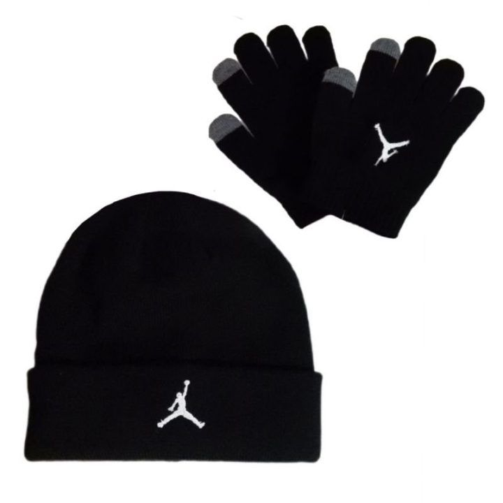 Vaikiškas kepurės ir pirštinių komplektas Air Jordan Essential, juodas