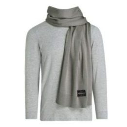 Žieminis medvilninis šalikas Calvin Klein CK Logo, pilkas