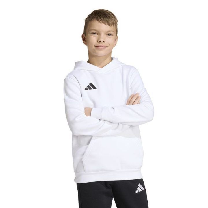 Vaikiškas medvilninis džemperis su gobtuvu adidas Entrada 26, baltas