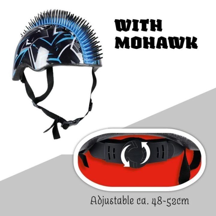Vaikiškas dviračio šalmas No Fear Mohawk, juodas ir mėlynas