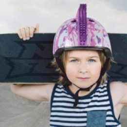 Vaikiškas dviračio šalmas No Fear Mohawk, baltas ir violetinis