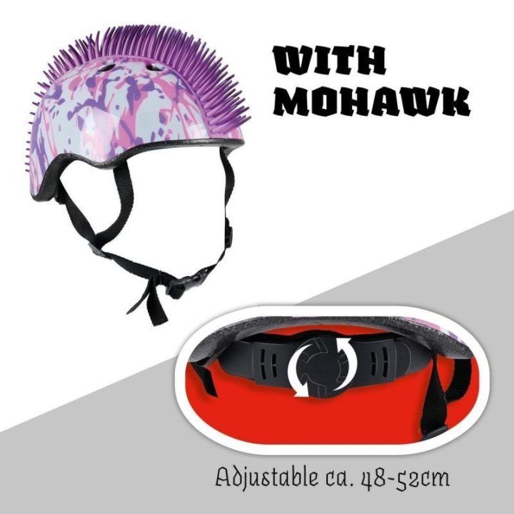 Vaikiškas dviračio šalmas No Fear Mohawk, baltas ir violetinis