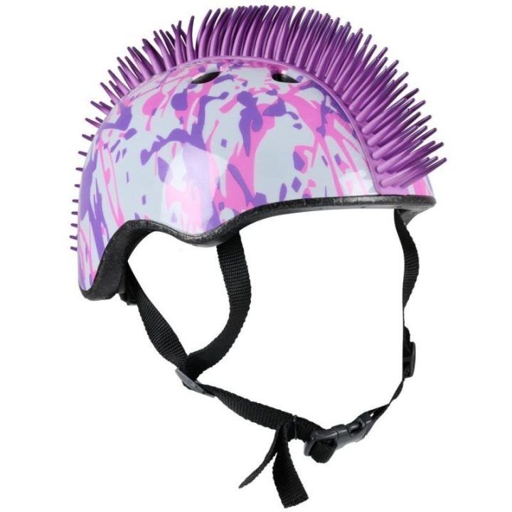 Vaikiškas dviračio šalmas No Fear Mohawk, baltas ir violetinis