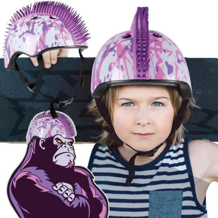 Vaikiškas dviračio šalmas No Fear Mohawk, baltas ir violetinis