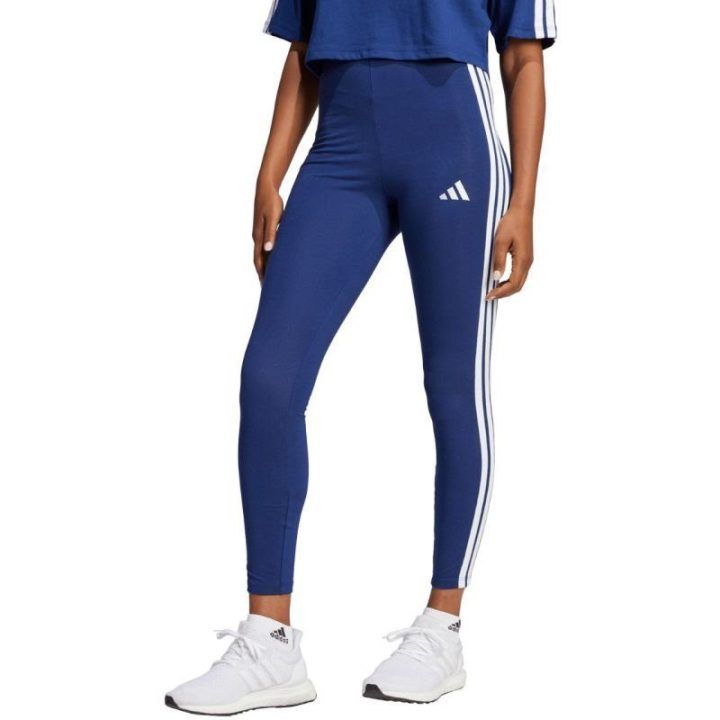 Moteriškos medvilninės tamprės adidas 3-Stripes, tamsiai mėlynos
