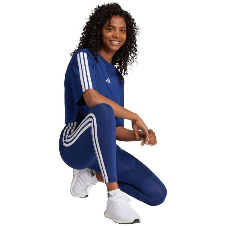 Moteriškos medvilninės tamprės adidas 3-Stripes, tamsiai mėlynos