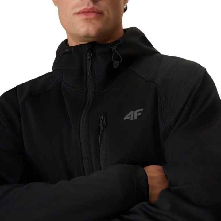 Vyriška vėjui atspari softshell striukė 4F M646, juoda