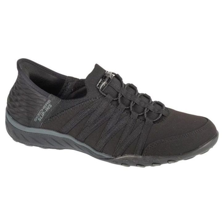 Moteriški įspiriami sportbačiai Skechers Slip-ins: Breathe Easy - Roll With Me, juodi