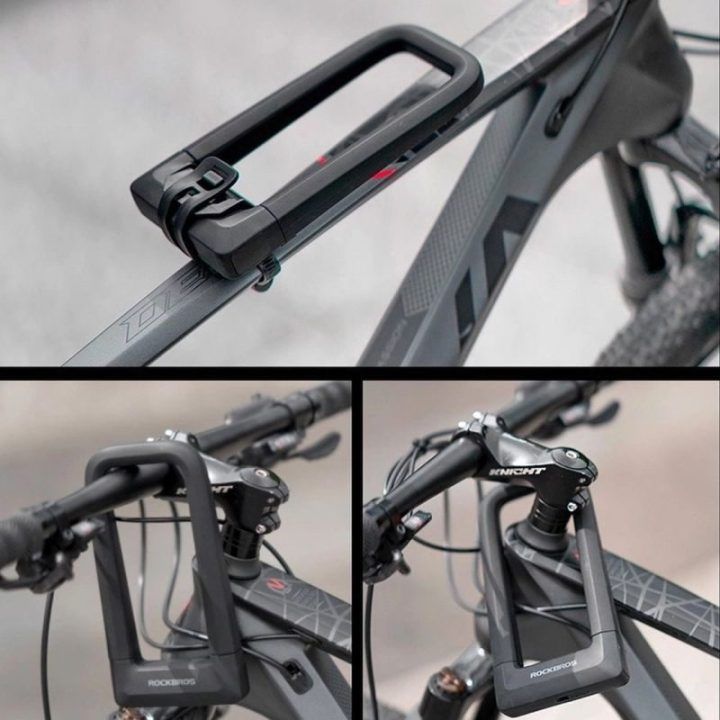 Raktu rakinama dviračio spyna Rockbros RKS626-BKU-lock, juoda