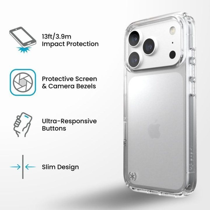 Permatomas dėklas Speck Presidio Perfect-Clear iPhone 18 Pro / 17 Pro