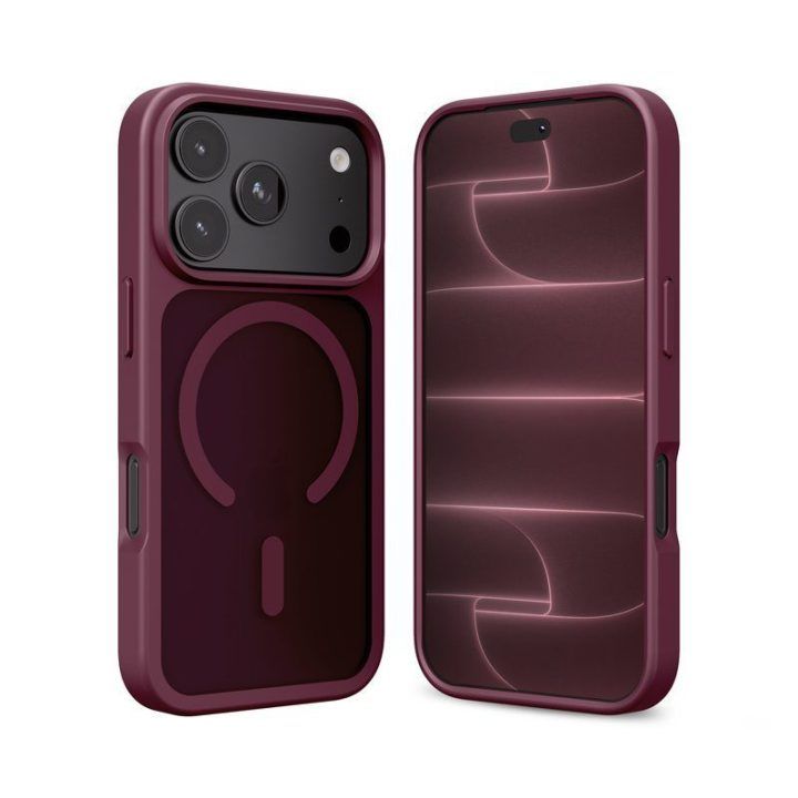 Dėklas iPhone 18 Pro / 17 Pro Crong Hybrid Matte Magnetic, burgundy