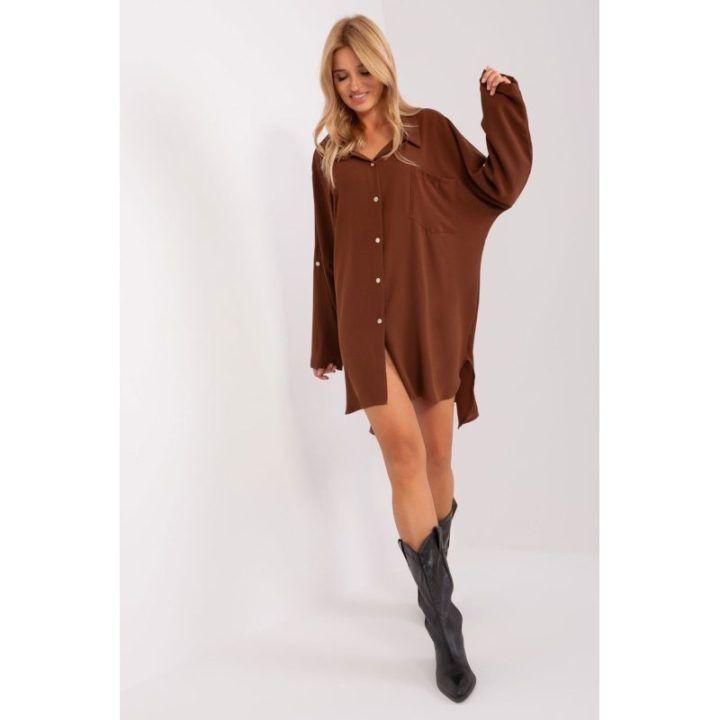 Moteriška marškinių suknelė Italy Moda, 95 cm, ruda