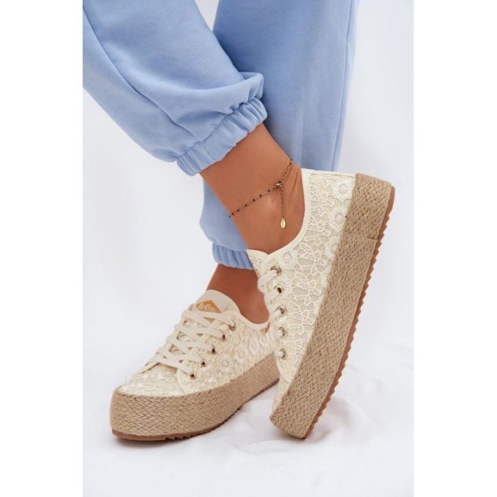 Moteriški platforminiai kedai-espadrilės Lee Cooper, smėlio