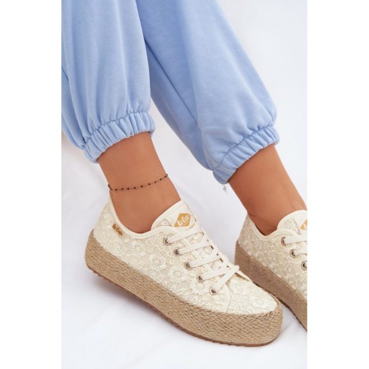 Moteriški platforminiai kedai-espadrilės Lee Cooper, smėlio