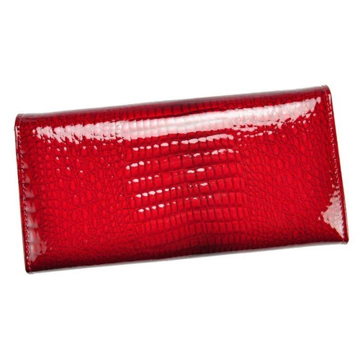 Moteriška lakuotos natūralios odos piniginė, 18,5 × 9,5 × 3,5 cm, juoda