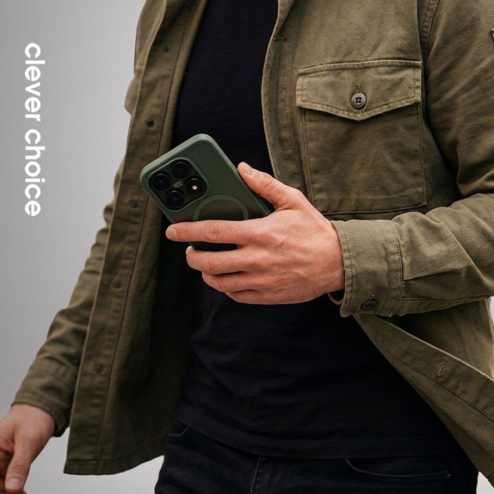 Dėklas Xiaomi 17 Crong Hybrid Matte Magnetic su MagSafe, žalias