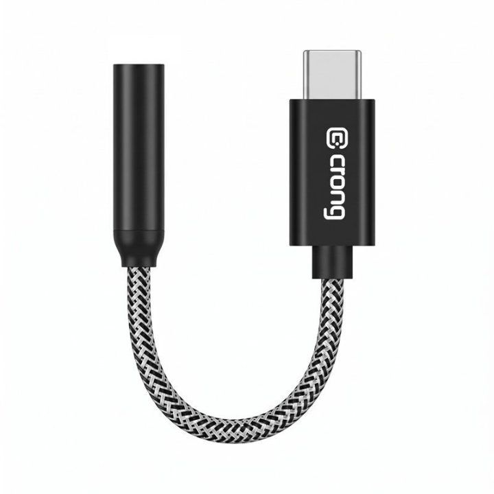 USB-C į 3,5 mm garso adapteris su DAC Crong Armor Link, 10 cm, juodas