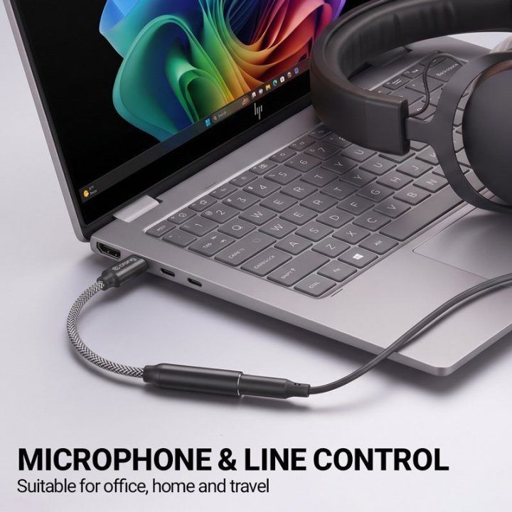 USB-C į 3,5 mm garso adapteris su DAC Crong Armor Link, 10 cm, juodas