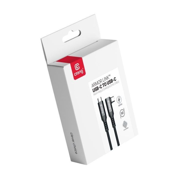 Kampinis USB-C–USB-C laidas Crong Armor Link, 4,8 m, juodas