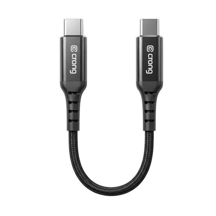 USB-C–USB-C laidas 60 W Crong Armor Link, 25 cm, juodas