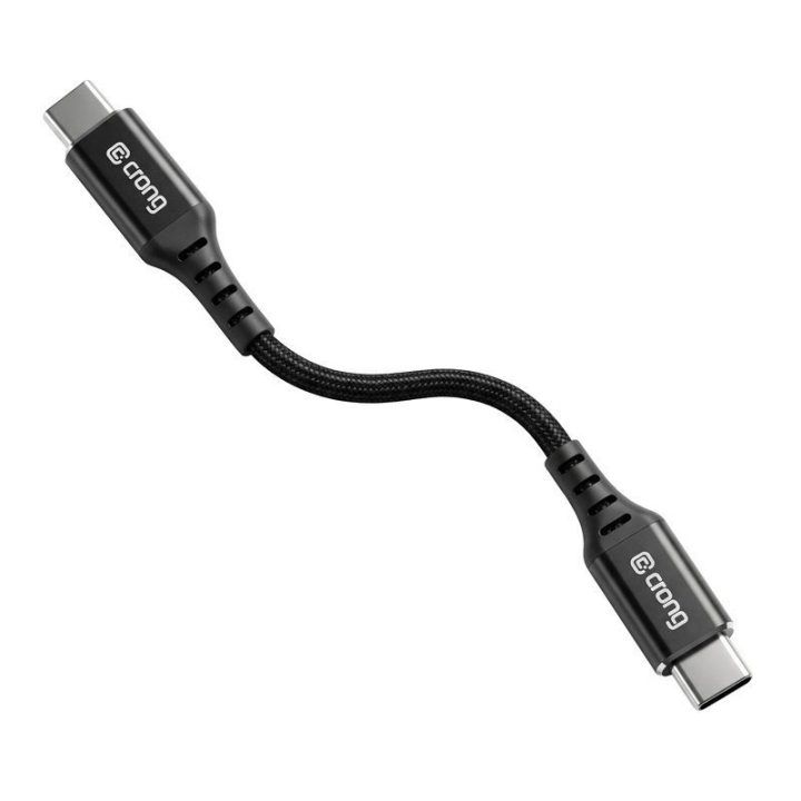 USB-C–USB-C laidas 60 W Crong Armor Link, 25 cm, juodas