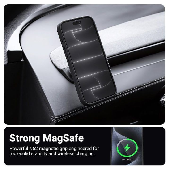 Dėklas iPhone 18 Pro Max / 17 Pro Max Crong Hybrid Matte Magnetic, pilkas