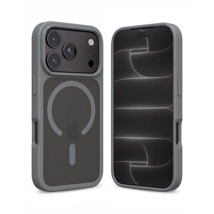 Dėklas iPhone 18 Pro / 17 Pro Crong Hybrid Matte Magnetic su MagSafe, pilkas
