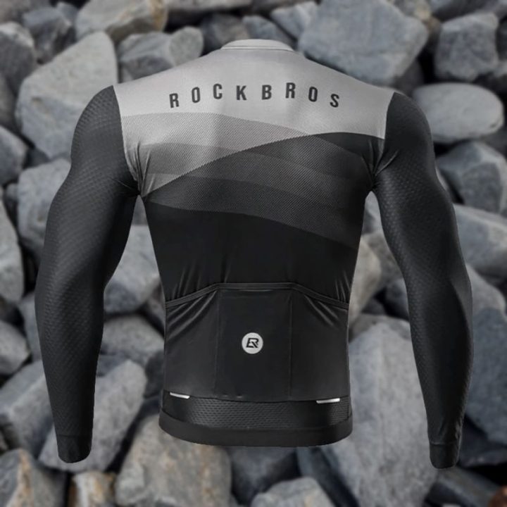 Dviratininkų marškinėliai Rockbros ilgomis rankovėmis Rockbros15120009004, juodi ir pilki
