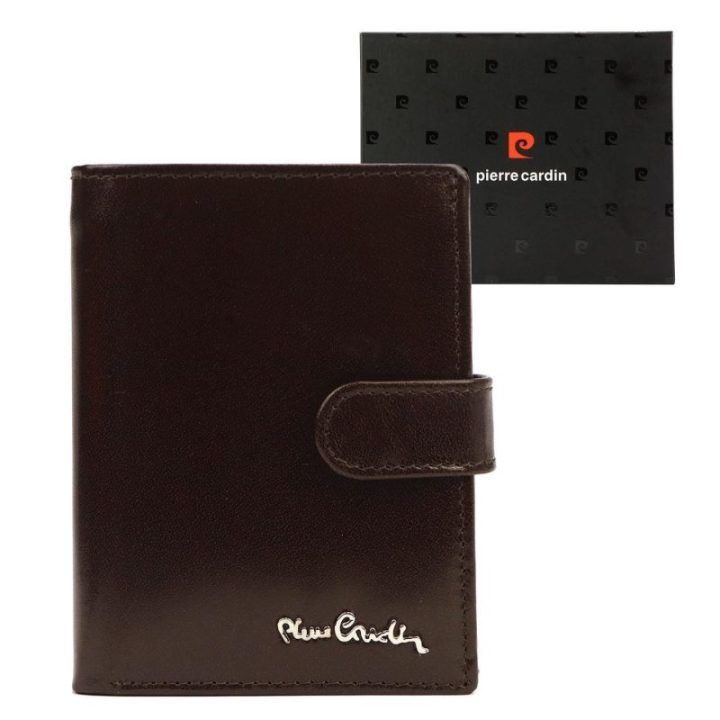 Vyriška natūralios odos piniginė Pierre Cardin, 10,5 × 13 × 3 cm, ruda