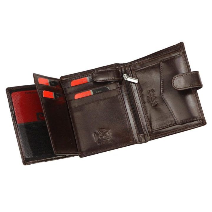 Vyriška natūralios odos piniginė Pierre Cardin, 10,5 × 13 × 3 cm, ruda