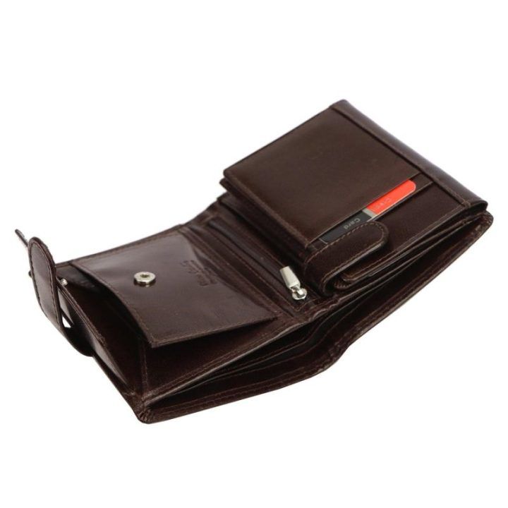 Vyriška natūralios odos piniginė Pierre Cardin, 10,5 × 13 × 3 cm, ruda