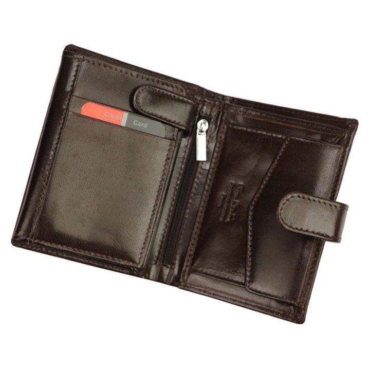 Vyriška natūralios odos piniginė Pierre Cardin, 10,5 × 13 × 3 cm, ruda