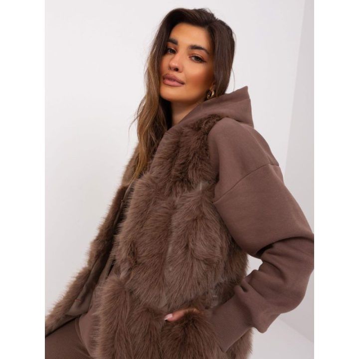Moteriška kailinė liemenė Wool Fashion Italia, ruda