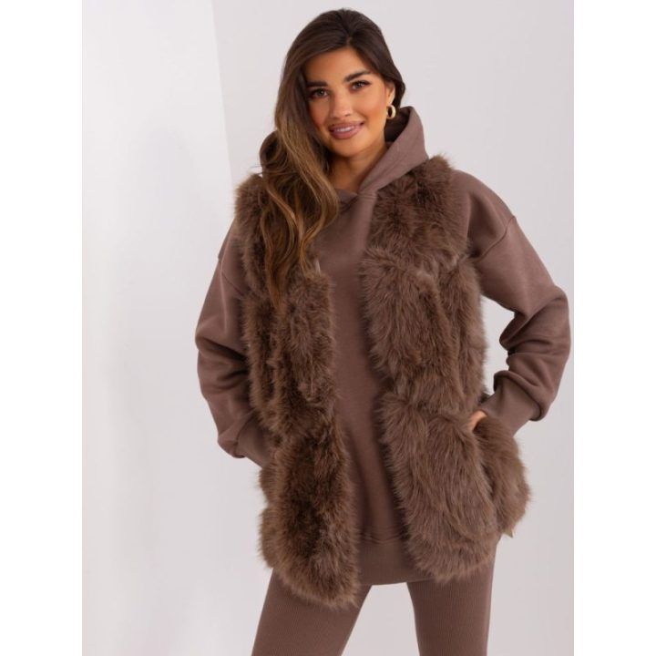 Moteriška kailinė liemenė Wool Fashion Italia, ruda